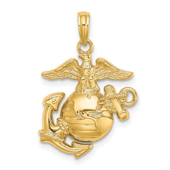 10K Yellow Gold U.S. Marine Corps Pendant – Solid Gold | Made in the USA - Picture 1 of 4